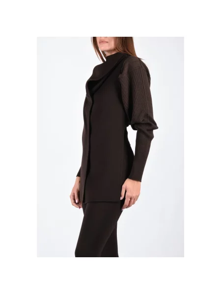 Sweter Sportmax wełniany w paski brązowy