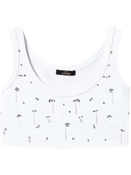 Cropp top Twinset cu broderie alb