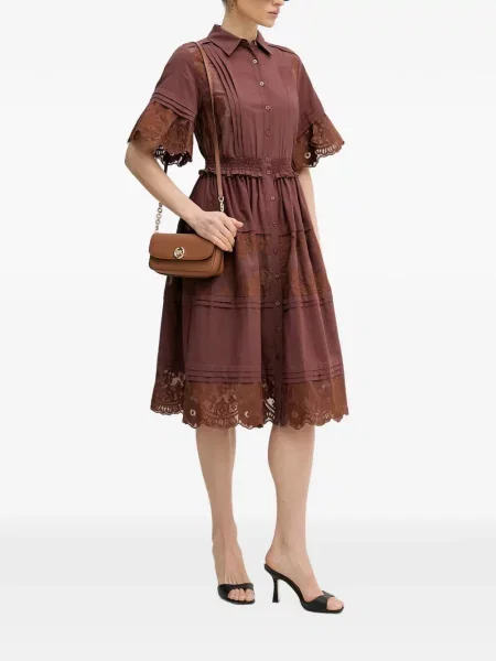 Rochie midi Silvian Heach din dantelă maro