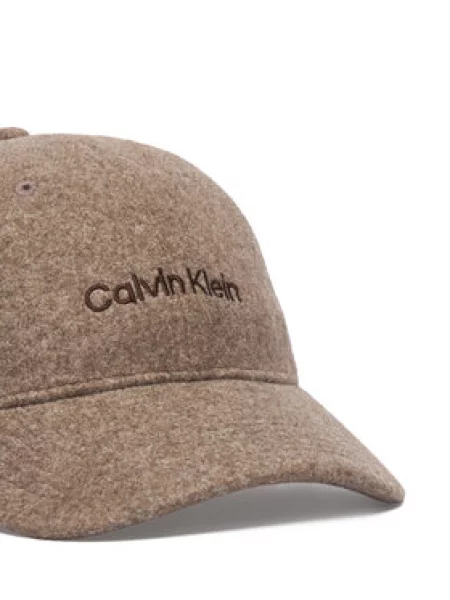 Plstěná šiltovka Calvin Klein s autogramom hnedá