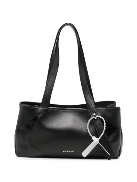 Geantă shopper Off-white din piele alb