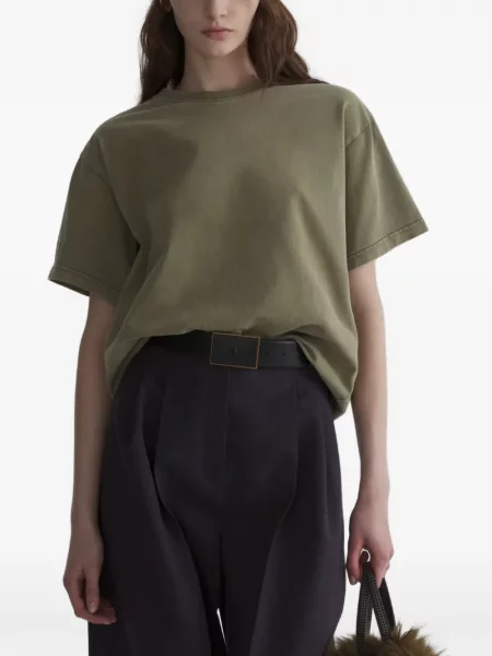 Scurt tricou Mugler cu mâneci scurte cu autograf verde
