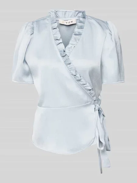 Bluzka o kroju regular fit w kopertowym stylu model ‘Peony’ A-view