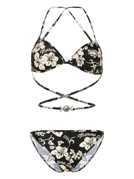 Bikini Marine Serre w kwiatki z nadrukiem czarny