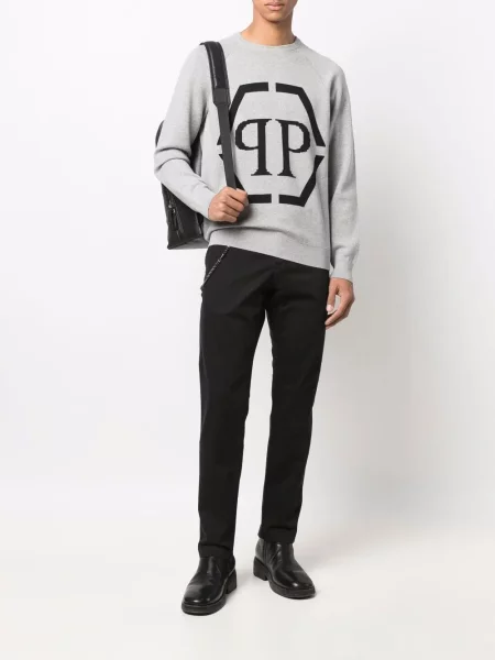 Raštuotas džemperis Philipp Plein pilka