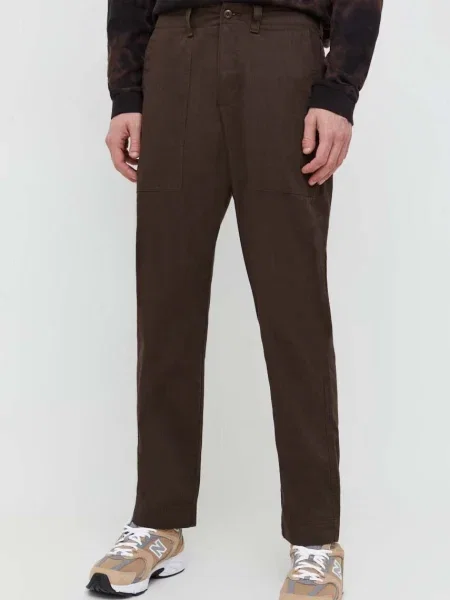 Kalhoty Abercrombie & Fitch jednoduché hnědá
