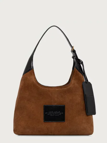 Cu centură geanta hobo Marc Jacobs din piele maro