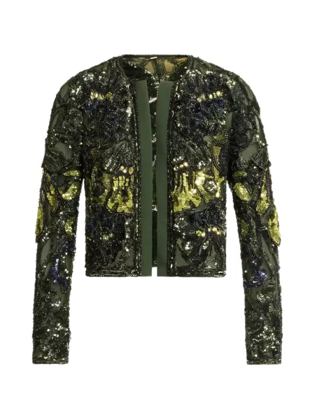 Geacă Elie Saab cu broderie verde