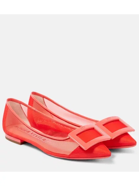 Kožené baleríny Roger Vivier červená