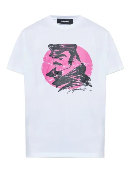Tricou Dsquared2 cu imagine cu decolteu rotund alb