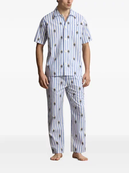 Koszulka polo Polo Ralph Lauren zamszowa na sprzączkę w paski niebieska