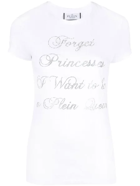 Tricou Philipp Plein de cristal alb