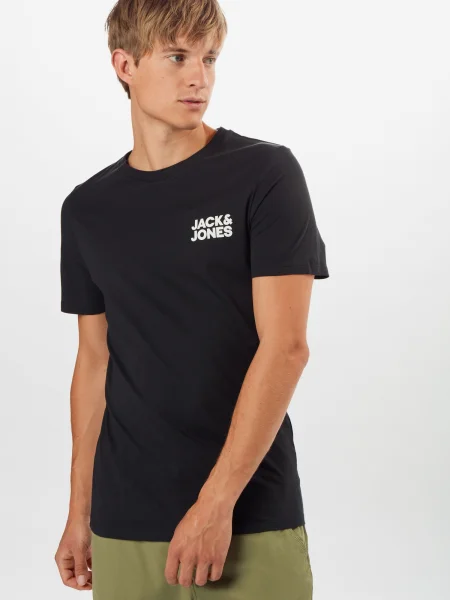 JACK & JONES Tricou / alb negru
