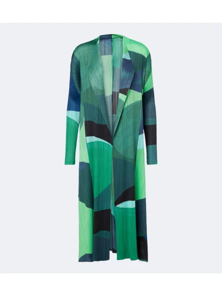 Kardigan Pleats Please Issey Miyake z nadrukiem zielony