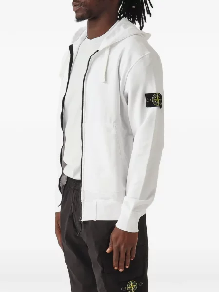 Fleece hoodie Stone Island με κουκούλα πέτρες λευκό