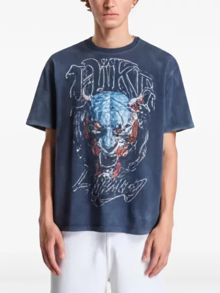 Tricou Nike cu imagine din fleece cu dungi de tigru albastru