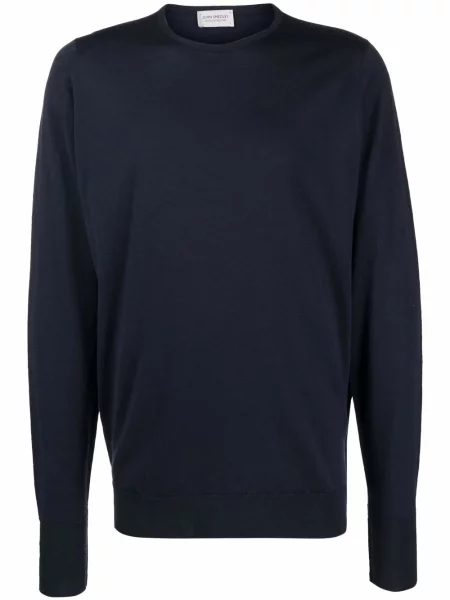Pulover John Smedley tricotate cu decolteu rotund albastru