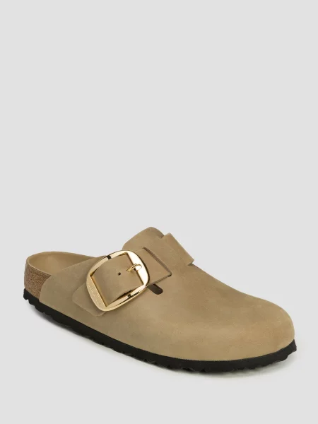 Klapki Birkenstock Boston Big Buckle Leoi Narrow brązowe