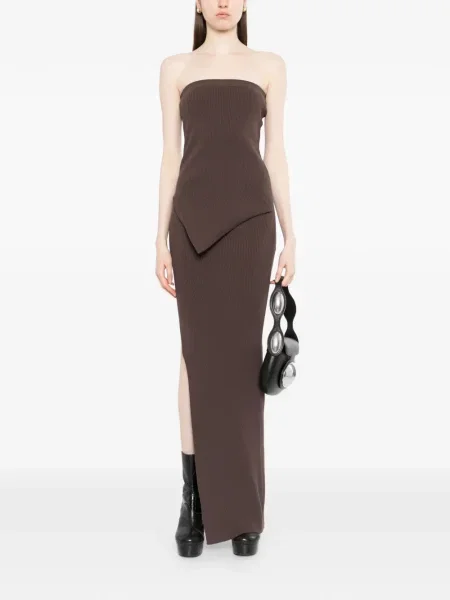 Rochie Rick Owens asimetrică de costum maro