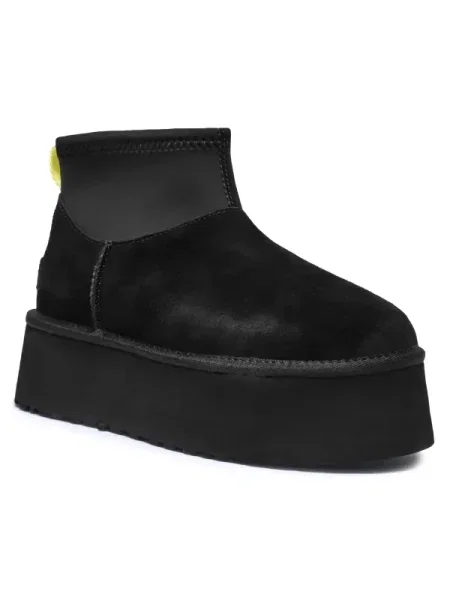 UGG De piele bocanci Classic Mini Dipper cu adaos de lână negru