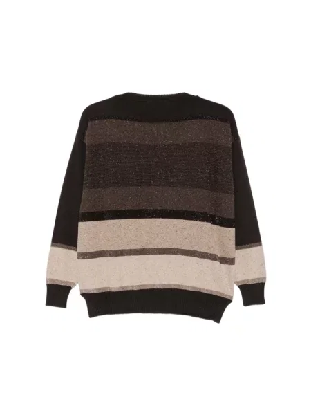 Sweter D.exterior w paski z paskiem brązowy