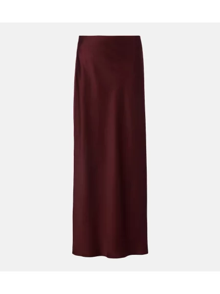 Fusta maxi Brunello Cucinelli din satin maro