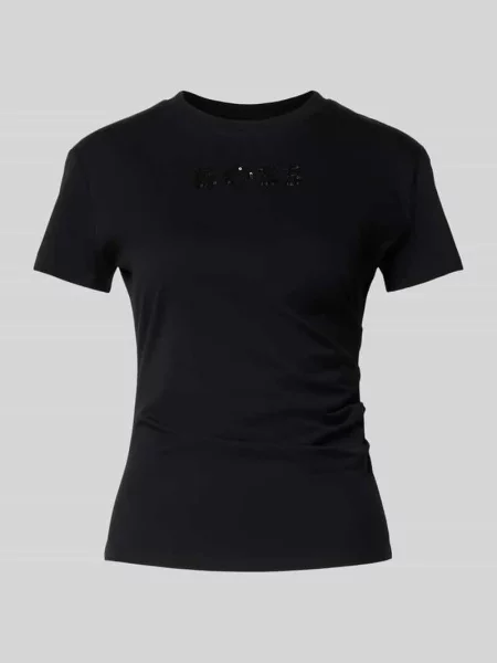 T-shirt o kroju Slim Fit z czystej bawełny czarna