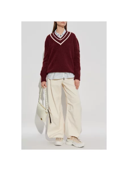 Sweter Moncler wełniany czerwony