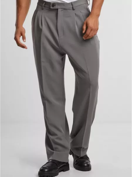 Urban Classics Kalhoty se sklady v pase tmavě šedá