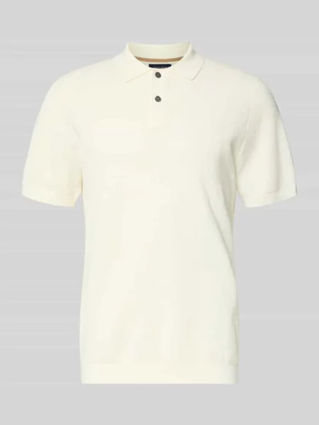 Koszulka polo o kroju slim fit z fakturowanym wzorem Christian Berg Men białe