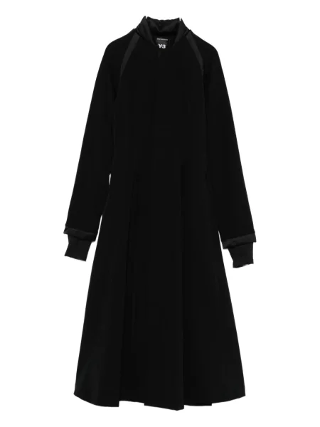 Rochie midi Y-3 plisată până la genunchi de costum negru