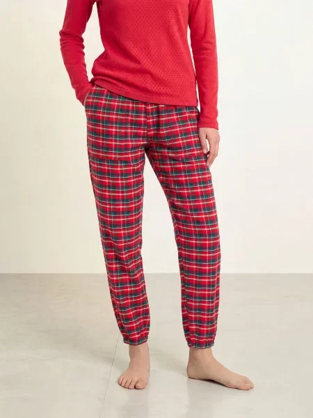 Jockey Spací Kalhoty Pure Cotton Z Flanelu červená / tmavě modrá bílá