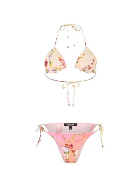 Bikini Roberto Cavalli cu model floral cu imagine roz