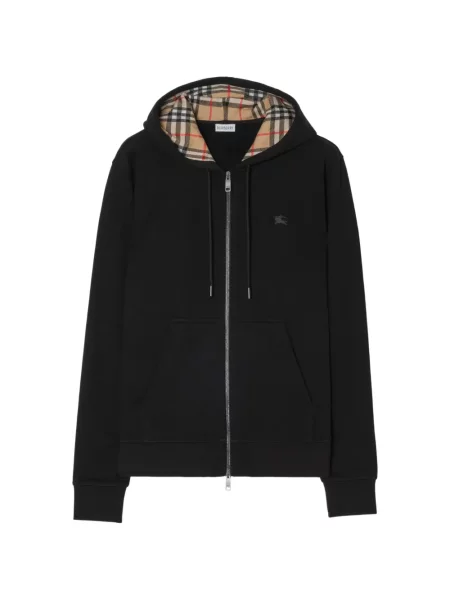 Hanorac cu glugă Burberry în carouri cu glugă negru