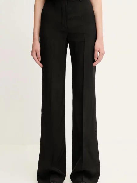Sportmax pantaloni Orario drept high waist negru