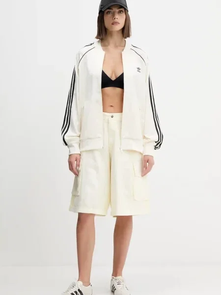 Атласный свитер Adidas Originals с аппликацией бежевый