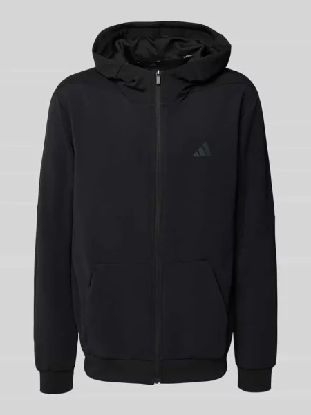 Bluza rozpinana o kroju regular fit z nadrukiem z logo model ‘Full’ Adidas Training czarna