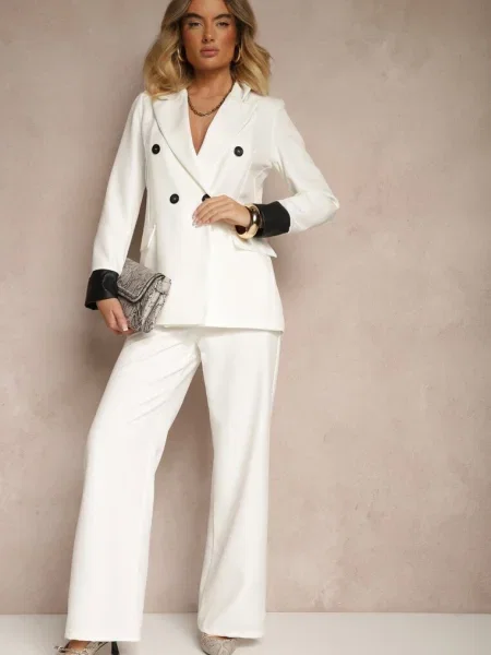 Pantaloni Viviorea Albi alb