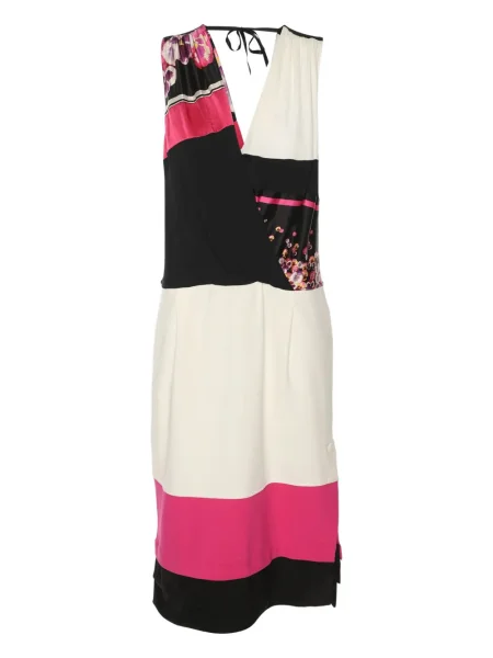 Sukienka midi Cavalli Class w kwiatki z nadrukiem do kolan różowa