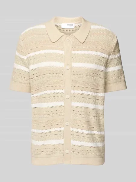 Koszula casualowa o kroju regular fit z kołnierzykiem polo model ‘PALO’ Selected Homme biała
