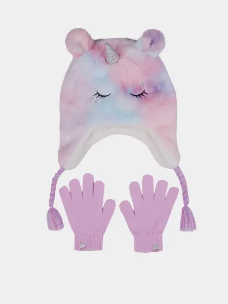 Skechers Earflap Tie Dye Unicorn Шапка/рукавички Для дівчаток Мультиколор Поліестер/акрил