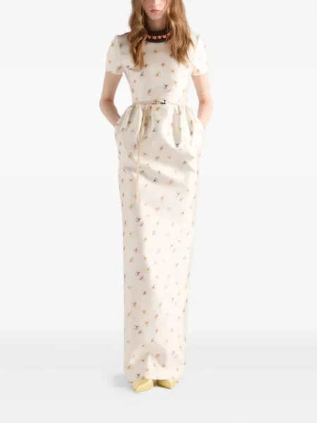 Rochie Prada de mătase cu model floral cu imagine