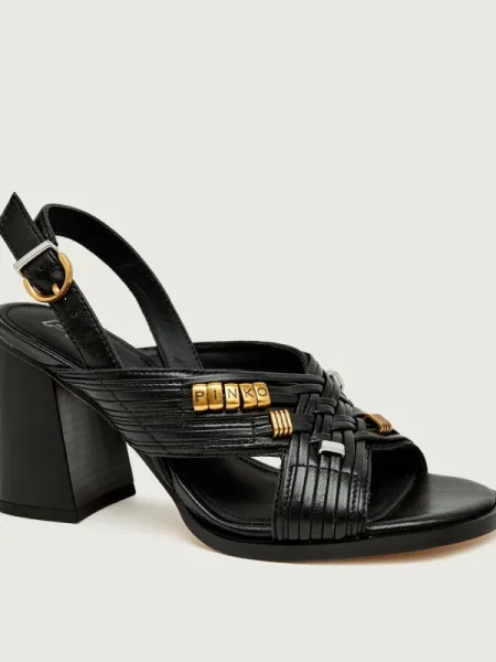 Pinko De piele sandale cu gros LARA 05 negru