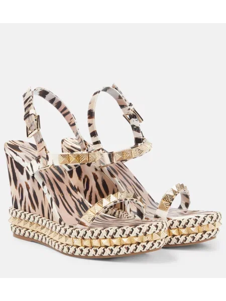 Saténové leopardí espadrilky Christian Louboutin s potiskem růžové