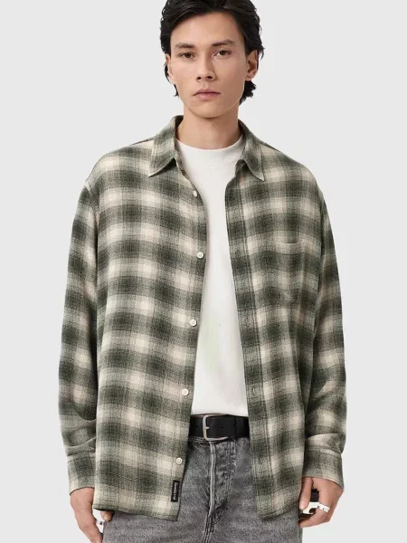 AllSaints koszula LUMLEY zielona