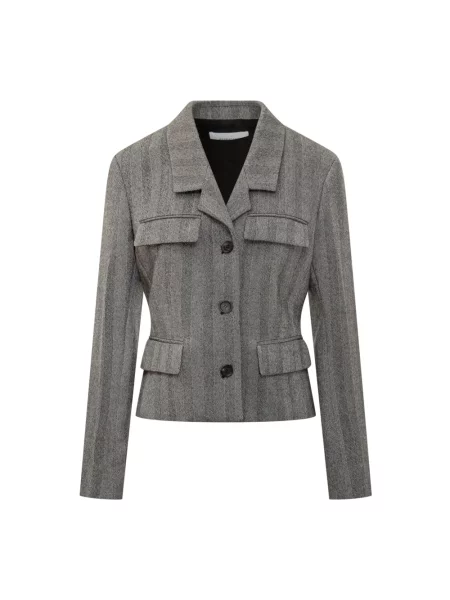 Marynarka Ferragamo wełniana w jodełkę szara