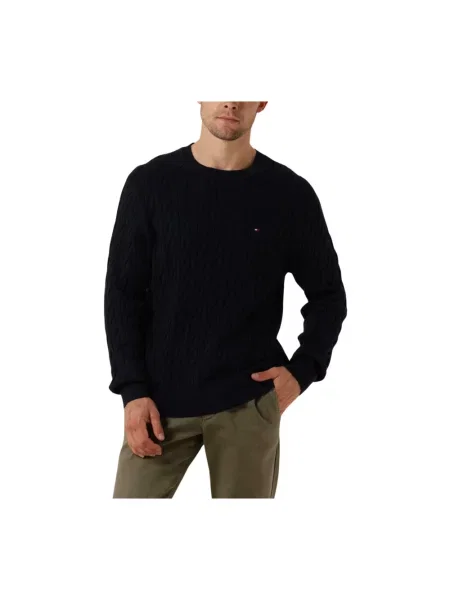 Sweter Tommy Hilfiger z nadrukiem granatowy