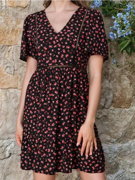 Міні сукня з квітковим візерунком різнобарвний