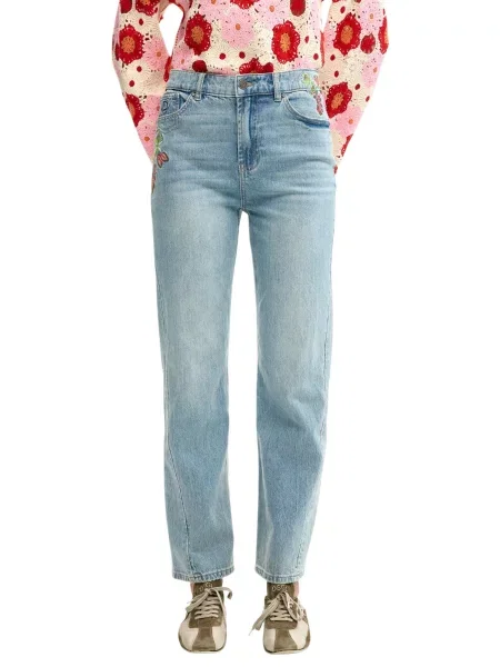 Дънки Desigual на цветя бяло