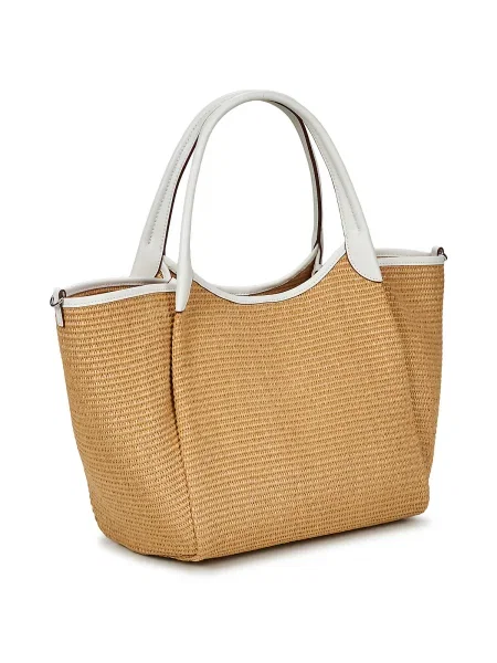 Slamená shopper kabelka Emporio Armani béžová